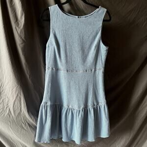 B. Darlin Size 13/14 Dusty Blue Short Dress Textured Boho Cottagecore Wedding